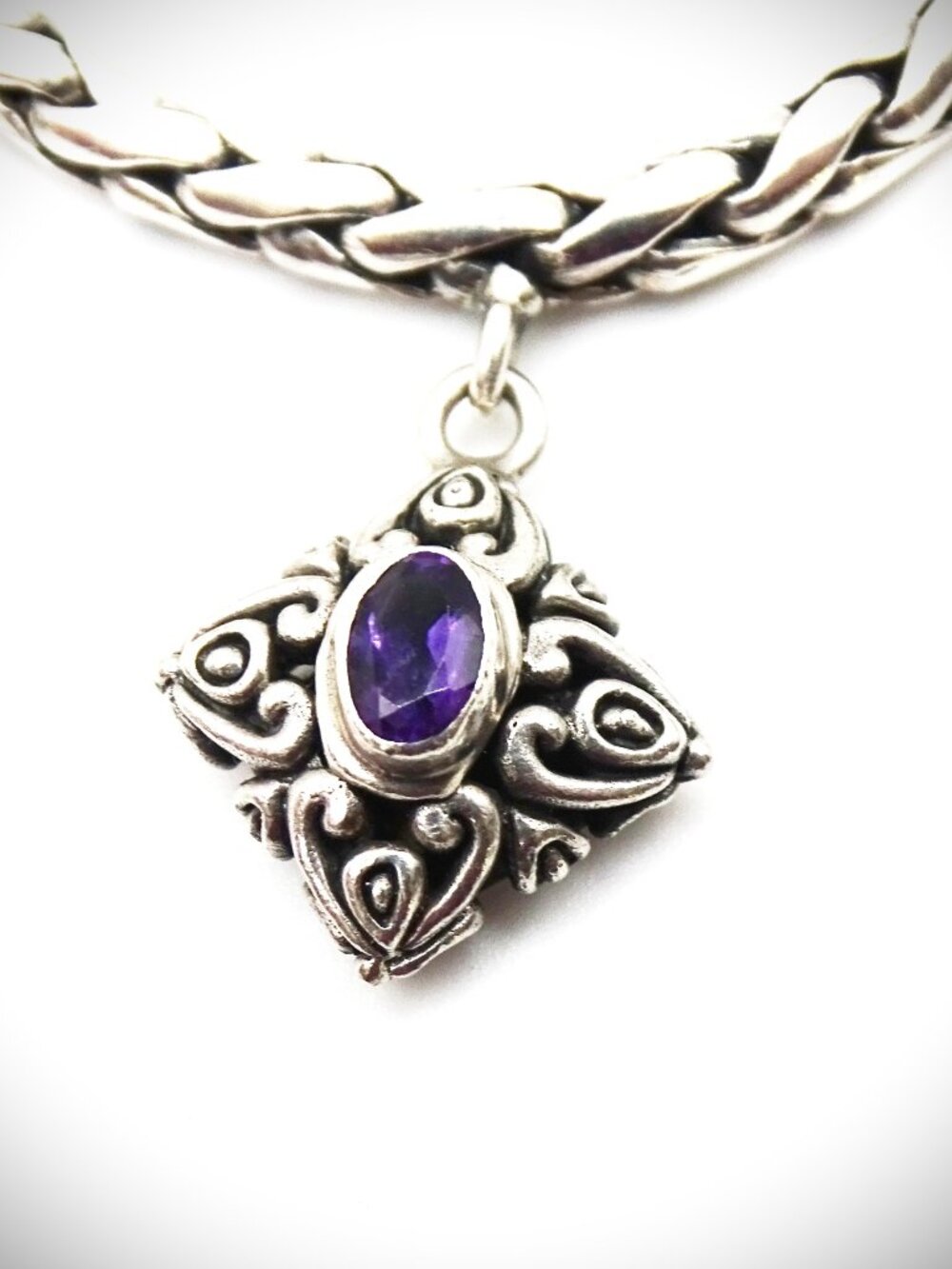 VINTAGE Sterling Silver Topaz Peridot Garnet Amethyst Charms Bracelet - Picture 8 of 15